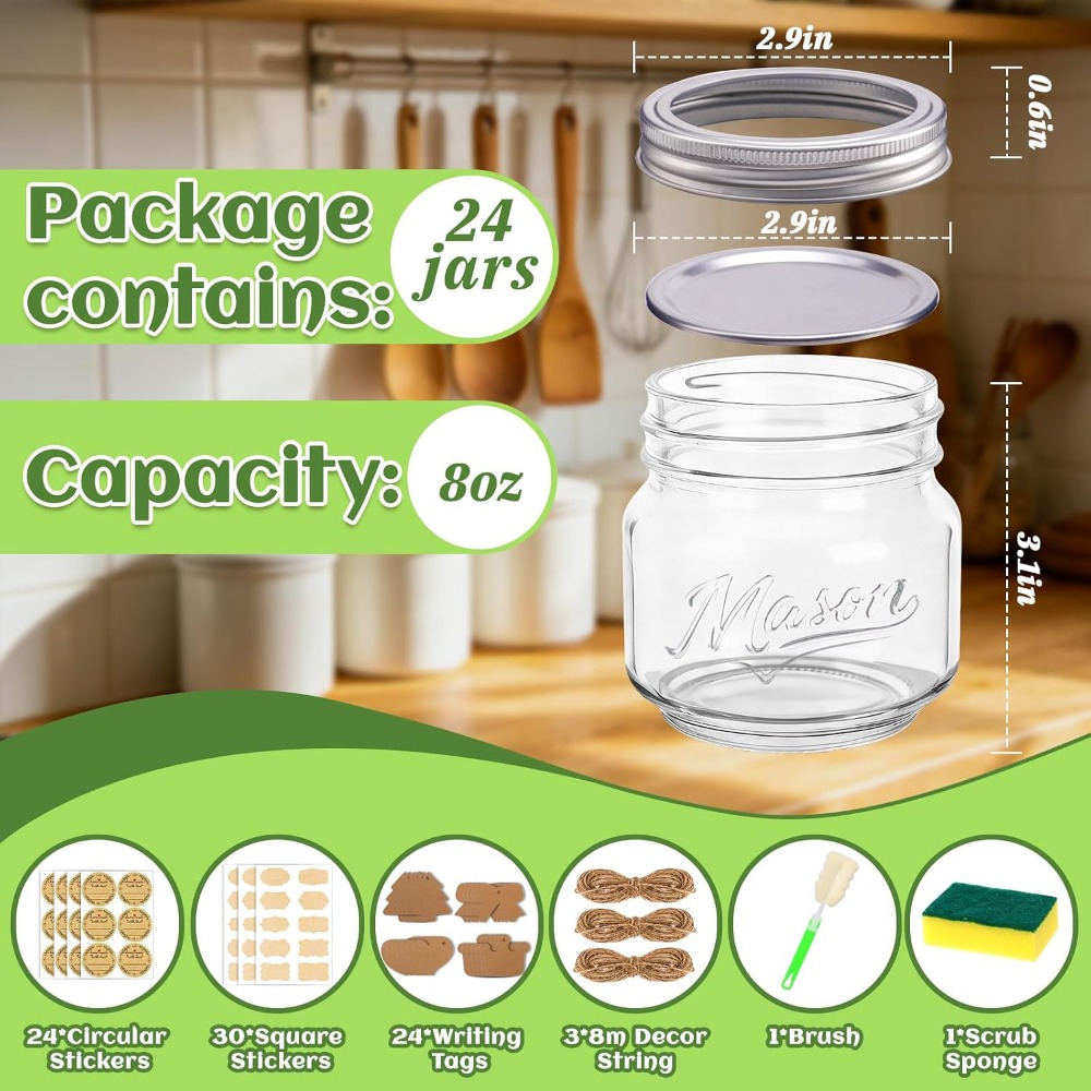 Bocaux Mason de 8 oz avec couv - Mason Jar 8Oz avis et prix