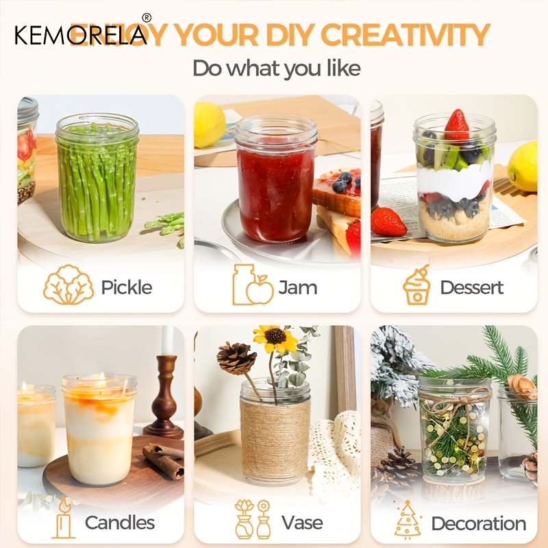 KEMORELA Mason pots 350ML avec - Mason Jar 8Oz avis et prix