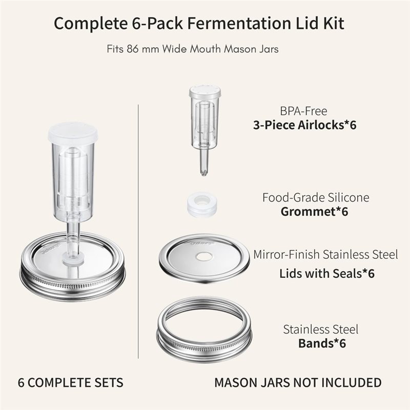Couvercles de fermentation DTE - Mason Jar 8Oz avis et prix